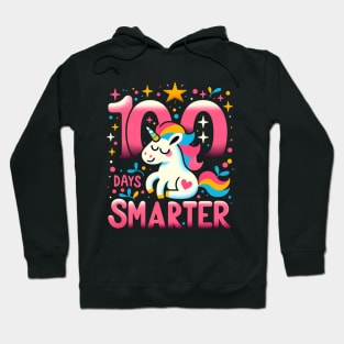 100 days smarter, retro smart unicorn Hoodie